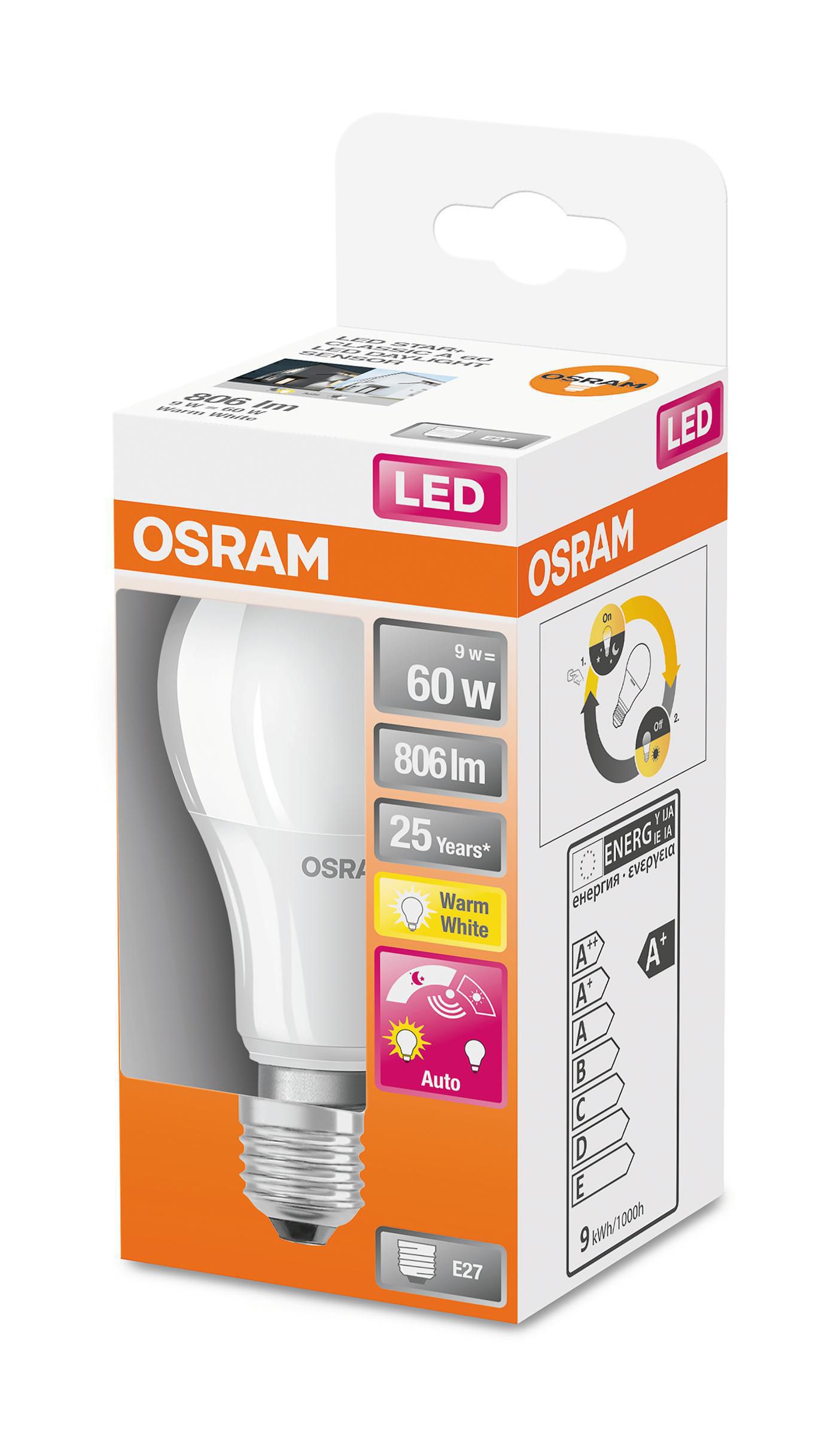 Lyspære OSRAM LED 8,8W/827 sensor E27